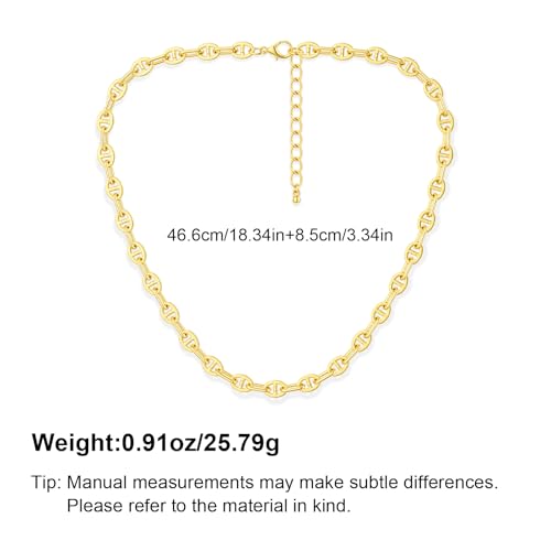 Gold Mixed Statement Choker Necklace for Women 14K Gold Plated Mariner Chain Necklace Chunky Fashion Paperclip Chain Jewelry - color: Gold-B