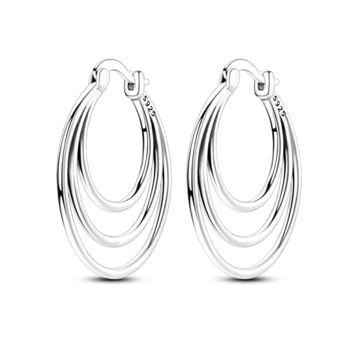 Parmuz 925 Sterling Silver Earrings Hoops for Women Ladies Simple Lightweight Twisted Medium Hoop Earrings With Cubic Zirconia Hypoallergenic Jewelry for Her - color: white silver