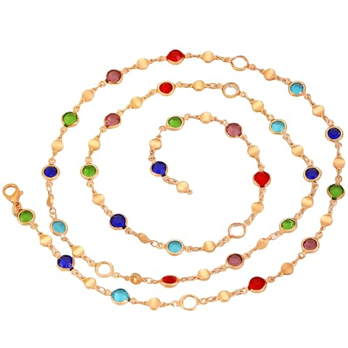 Colorful Y2K Body Chain Belt for Women Boho Adjustable 31.5 in | Colorful boho design brings festival, beach and summer vibes, 31.5 inch adjustable chain fits most women comfortably