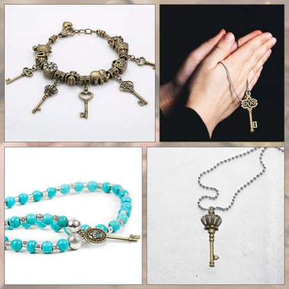 Hicarer 80 Pieces Antique Silver Pendants Gothic Charms Halloween Charms Pendants Jewelry Making Accessory for DIY Necklace Bracelet - style: Master Key