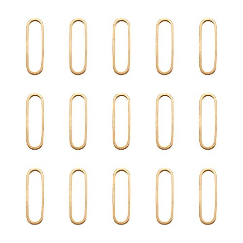 100Pcs 18K Gold Plated Charms Oval Connector Charms Linking Rings Hollow Frame Pendants Earring Hoops Open Bezel Pendants for Earrings Bracelet Necklace Macrame Making - color: 18K Gold Plated