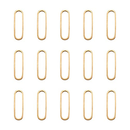 100Pcs 18K Gold Plated Charms Oval Connector Charms Linking Rings Hollow Frame Pendants Earring Hoops Open Bezel Pendants for Earrings Bracelet Necklace Macrame Making - color: 18K Gold Plated