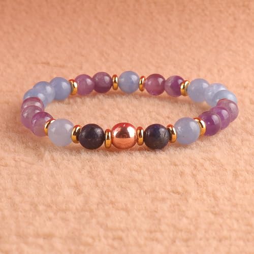 KSQS Healing Stone Bead Bracelet for Women, Natural Gemstones Balance Protection Bracelet, Spiritual Crystal Beads Bracelet Anxiety Relief with Meaning Card - color: Pure Love