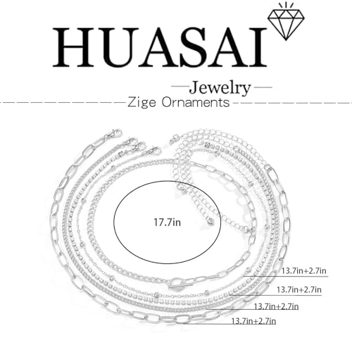HUASAI Boho Necklaces for Women Dainty Layered Choker Necklace Bohemian Turquoise Necklace Statement Jewelry Western Cowgirl Country Concert Outfits Accessories - color: I Silver Rhinestone Paperclip Pearl Necklace