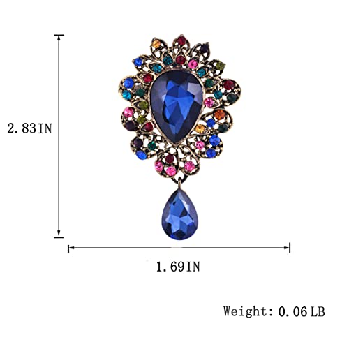 seven wolves Women Crystal Bouquet Brooch Pin All-Match Accessories Rhinestone Brooches and Pins - color: Blue A