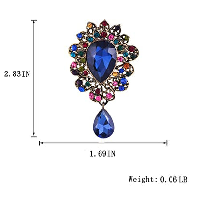 seven wolves Women Crystal Bouquet Brooch Pin All-Match Accessories Rhinestone Brooches and Pins - color: Blue A