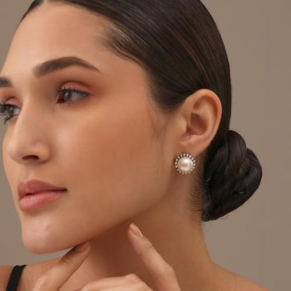 LeCalla 925 Sterling Silver Stud Earrings for Women | Pierced Omega Back Earring | Omega Earrings Jewelry Gift for Her, Wife | Daily Wear & Special Occasion Earring - color: Omega Back 04