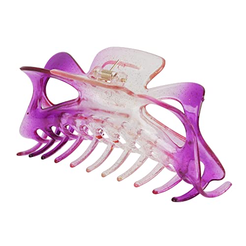 Women's Jumbo Jaw Clip Extra Large Marbelized Hair Claw (Glittter Purple) - color: Glittter Purple