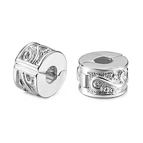 JewelrieShop Clip Spacer Charm for Bracelet Clip Lock Stopper Bead Spacer European Openable Beads 2pcs - color: #04S x 2 Pieces