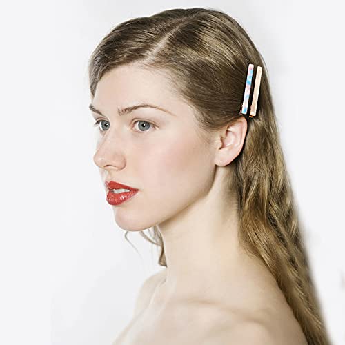 Cobahom 6 Pcs 3.15 Inch Duckbill Hair Clips, Cellulose Acetate Hair Clip | Metal Duck Teeth Hair Pins for Women, Chic Tortoise Shell Hair Barrettes for Thin Thick Hair (3 White & 3 Blue-Pink) - color: 3 White & 3 Blue-Pink
