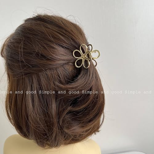 Gold Flower Hair Clip - Small, Cute, Fashion Metal Hair Accessory for Women - 1PCS - color: Flower