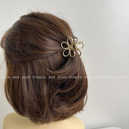 Gold Flower Hair Clip - Small, Cute, Fashion Metal Hair Accessory for Women - 1PCS - color: Flower