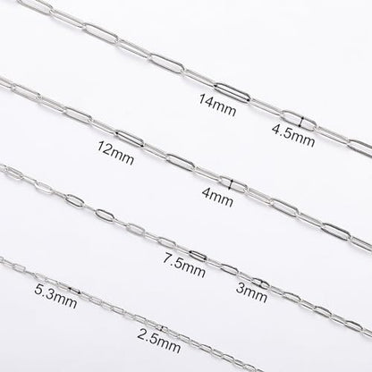 SMYHTGLIF 5 Meters Flat Paperclip Stainless Steel Jewelry Making Chains | Silver Chain for Jewelry Making Craft Necklace Bracelet Chain DIY Jewelry Making Findings - color: Silver, size: 4×12mm