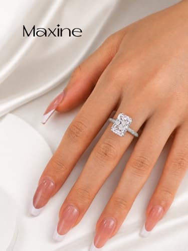 Maxinejewelry 4.5CT Radiant Cut Wedding Ring Set for Women - color: Silver Ring
