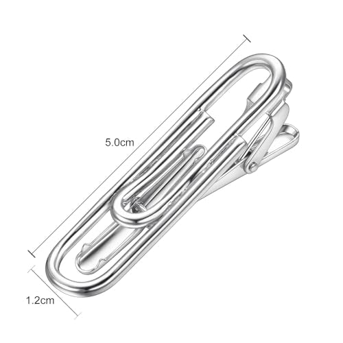 Yoursfs Personalized Stationery Series Tie Clips For Men Novelty Ruler/Pen Tie Clips Unique 18K Gold Plated/Silver Stainless Steel Tie Clip Jewelry For Father Husband Suitable For Daily - style: Men's silver paperclip tie clip
