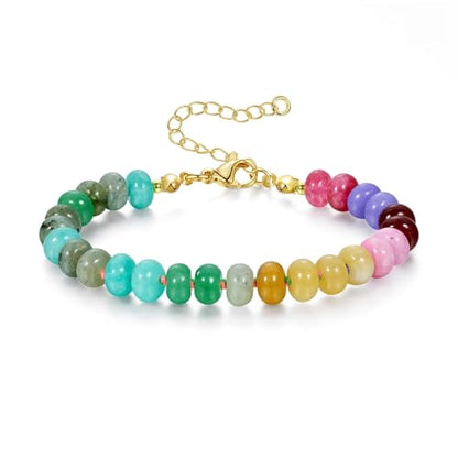 KissYan Beaded Bracelets for Women, Natural Gemstone Boho Bracelet | Colorful Handmade Stone Bead Bracelet for Summer Beach Wear, Dopamine Jewelry Gifts - style: 03-Mystery