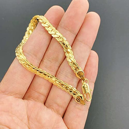 Gold Figaro Chain Bracelet Dainty Curb Cuban Link Chain Bracelet Simple Thin Chain Wrist Bracelet with Lobster Lock Clasp Minimalist Bracelet Jewelry Gifts for Women and Men - color: Gold