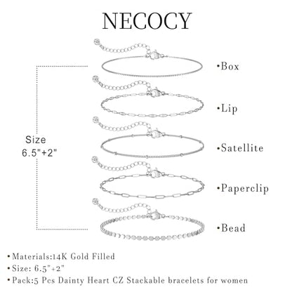 5Pcs Thin Silver Plated Bracelets Sets for Women Dainty | Silver Jewelry Trendy Stackable Rope Snake Box Figaro Chain Bracelets Pack Costume Fashion Gifts - style: 5Pcs BRACELET SET-01