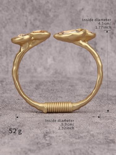 GelConnie Chunky Cuff Bangle Bracelet for Women, Statement Jewelry | Gold and Silver Tone Cuff Bangles with Resin, Crystal and Textured Accents for Party, Vacation and Dressy Looks - style: Bangle 04-Champagne Crystal