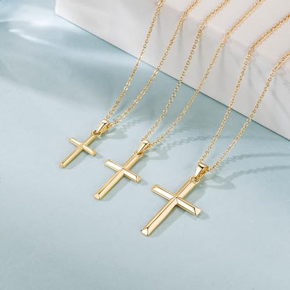 Cross Necklace for Women Gold Cross Necklaces for Women | Cross Chain 14K Gold Cross Necklace for Women Beauty Gold Faith Pendant Necklaces for Women Cross Necklaces 20/25mm - size: 20MM