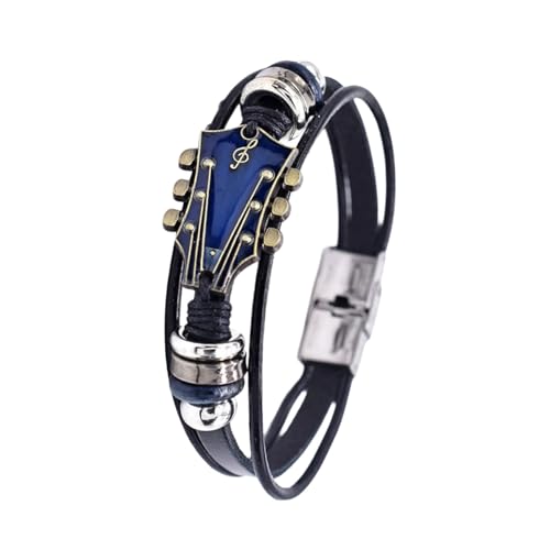 Leather Strap Elegant Wrist Jewelry Multilayer Wristband Everyday Wear Suitable for Various Occasion Multilayer Wrap - color: Blue