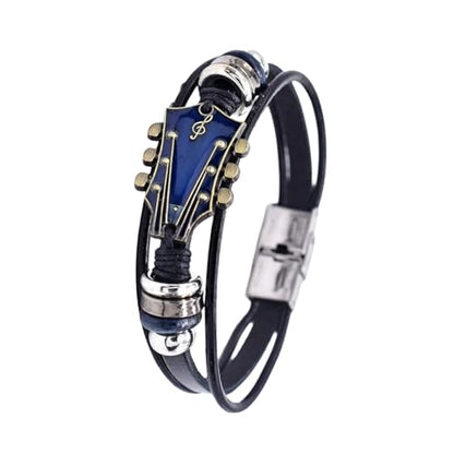 Leather Strap Elegant Wrist Jewelry Multilayer Wristband Everyday Wear Suitable for Various Occasion Multilayer Wrap - color: Blue