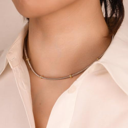 Handmade in Italy Necklace S925 Silver Twist Choker-Necklaces Minimalist Coil Craft Jewelry Mother's Day Christmas Gift for Women - color: 005-S
