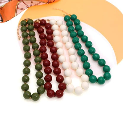 JNF Chunky Beaded Necklaces Women Large Big Ball Bead Choker Necklace Bold Statement Beads jewelry Gift - color: green beaded