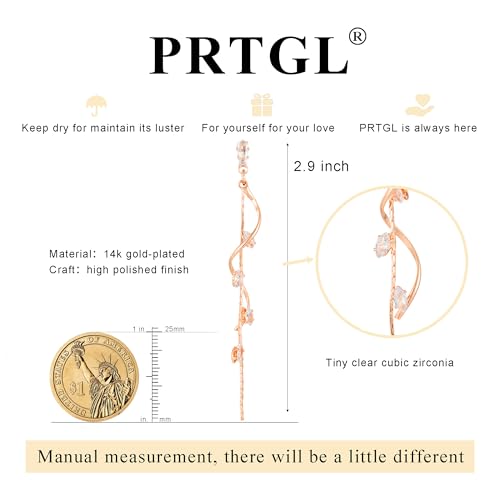 Dangle Earrings for Women - 14K Gold/White Gold/Rose Gold Plated Butterfly Heart Star Hoop Chain Long Tassel Cubic Zirconia CZ Dangle Earrings - color: Rose gold CZ Twist
