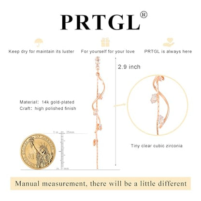 Dangle Earrings for Women - 14K Gold/White Gold/Rose Gold Plated Butterfly Heart Star Hoop Chain Long Tassel Cubic Zirconia CZ Dangle Earrings - color: Rose gold CZ Twist