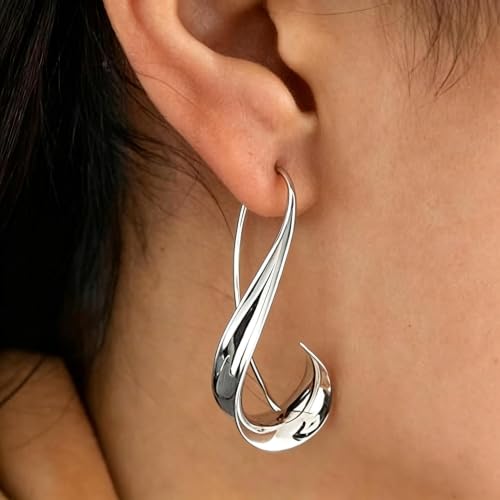 2 Pairs Hook Earrings for Women - Vintage Inspired Irregular Bohemian Design, Skin-Friendly Gold & Silver Dangle Earrings for Daily & Party Wear