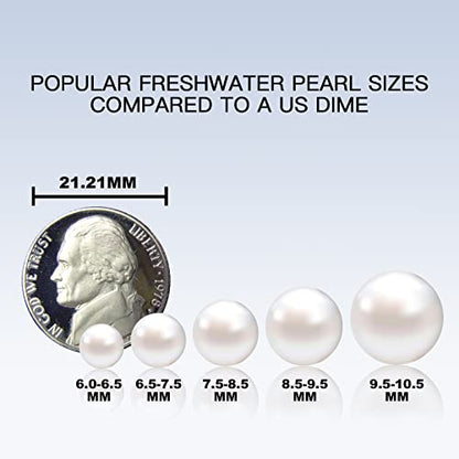 Freshwater Cultured AAAAA Quality Genuine Real Pearl Strand Necklace for Women Fine Jewelry Gifts for Her - size: 45.7 cm, 6.5 - 7.5 mm, style: AAA-Round