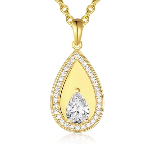 Birthstone Pendant Necklaces for Women 925 Sterling Silver Teardrop Pendant Necklace Birthday Jewelry Gift, 18"+2" Inches - color: 04 - Cubic Zirconia