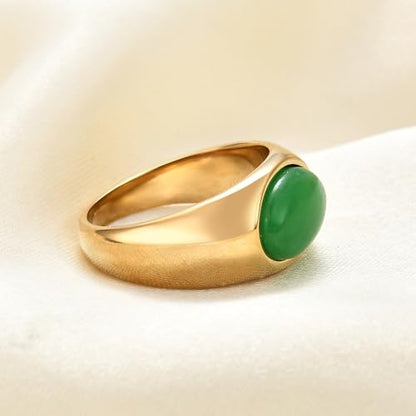 MYNENEY Signet Mens Pinky Rings Statement Wedding for Women - color: Green-Gold
