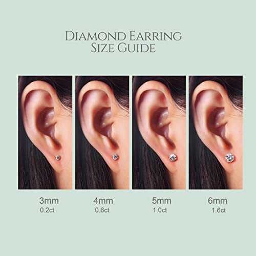 925 Sterling Silver Earrings, Cubic Zirconia Stud Earrings, Diamond Stud Earrings for Women - color: 925 Sterling Silver3mm,4mm, 5mm, 6mm