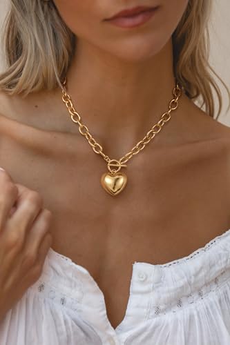 Freekiss Layered Necklace Set for Women Stackable | Herringbone Snake Cuban Rope Chain, Dainty Choker, Layered Stackable, Non Tarnish, Hypoallergenic, Adjustable 14-18.5" - color: Gold, style: Heart Paperclip OT-GD
