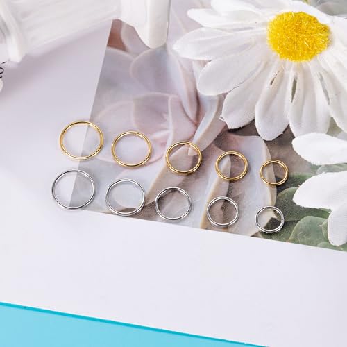 10Pcs 18G 20G Surgical Steel Nose Rings Hoops for Women Men Hinged Seamless Clicker Nose Hoops Cartilage Helix Tragus Daith Sleeper Earrings Hoop Hypoallergenic Nose Piercing 6/7/8/9/10MM - color: silver and gold, size: 20G