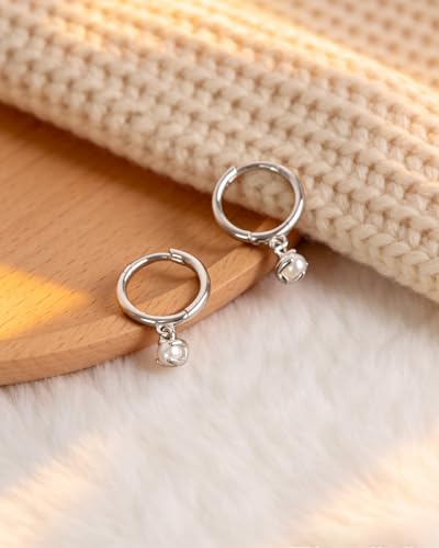 Gold Opal Huggie Earrings for Women, Minimalist Small Hoop Earrings with Zircons - color: silver C
