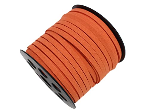 Orange Faux Leather Cord for Jewerly Making 5mm 40 Yards Suede Cord Necklace String Thin Leather Lace Velvet Lace Craft Cord for Bracelet-Choker-DIY Projects - size: 40 Yards Orange