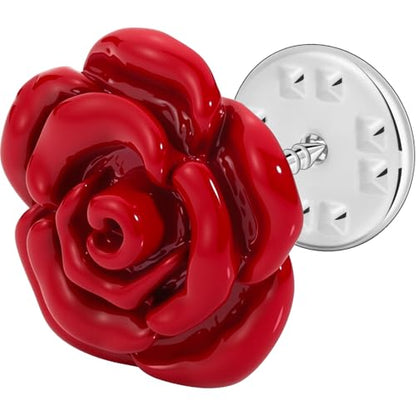 Rose Flower Brooch Pins for Women Men, Fashion Brooches and Pins for Women Lapel Pin for Men Suits Elegant Red Flower Brooches for Christmas Valentine Wedding Birthday Party Gift - style: 1 Pcs