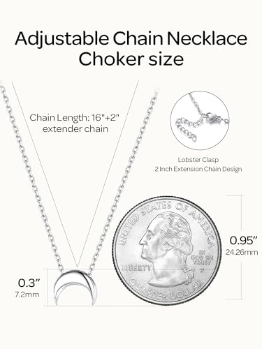 ChicSilver 925 Sterling Silver Cross/Heart/Butterfly/Star/Moon Necklace for Women, Hypoallergenic Dainty Small Silver Pendant Necklaces (with Gift Box) - style: 05.Moon