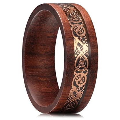 King Will Wood Wedding Band Wood Inlay for Men - color: Dragon-8mm