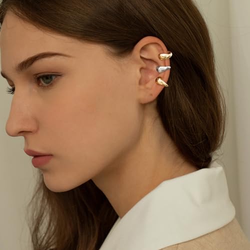 Ear Cuffs Non Piercing Ear Cuff Earrings for Women Gifts Trendy Stuff Clip on Cartilage Earrings Stacks Fake Earrings Jewelry Gifts - color: N:2pcs gold ear cuff B