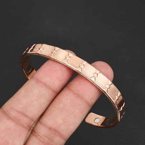 Pure Copper Cuff Bangle Bracelet 100% Solid, Raw & Uncoated Handmade Bracelets Jewelry Cuff Gift Bangle for Women & Men - color: Copper Cb-106
