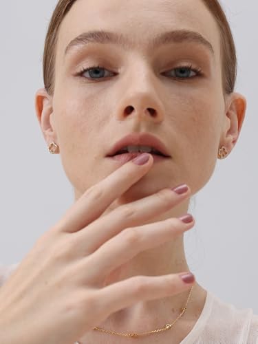 18K Gold Plated Huggie Hoop Earrings for Women, 925 Sterling Silver Post, Hypoallergenic Small Earrings - color: Clover Pavé Studs