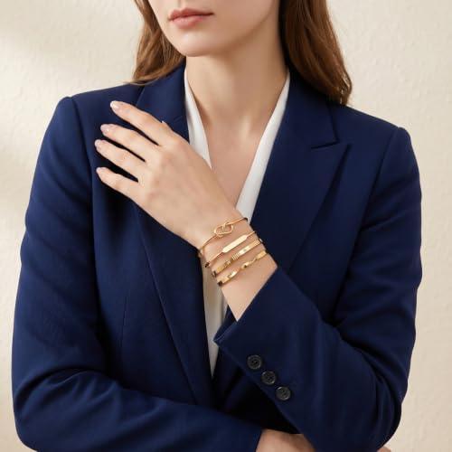 Gold Bangle Bracelets for Women, 12 Pcs Multi Layer Stackable Boho Bracelet Set 14K Gold Plated Textured Golds Bangle Bracelets Adjustable Fashion Jewelry Set