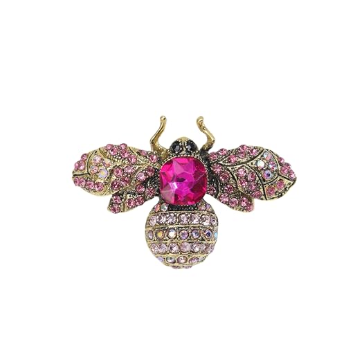 Honey Bee Brooch Lapel Pin for Women Men, Crystal Insect Brooch with Faux Pearl, Vintage Gold Plated Bee Pin for Suit Hat Bag, Birthday Dating Party Anniversary