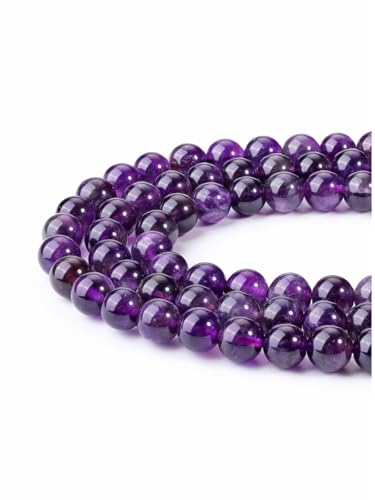Jovivi 8mm Natural Amethyst Gemstone Beads for Jewelry Making,96pcs | Energy Healing Crystals Polished Round Smooth Stone Beads,Genuine Real Stone Beads for Bracelet Necklace - color: Amethyst