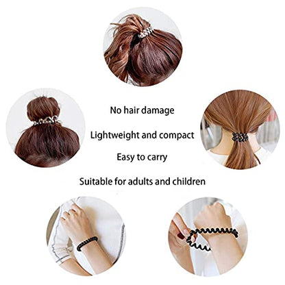 Hair Ties, 17 Pack Spiral Coils for Thick and Thin Hair - No Crease Ponytail Holders for Women and Children - color: Basic