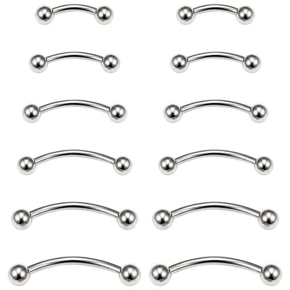 Eyebrow Piercing Jewelry Surgical Steel Vertical Labret Lip Jewelry Curved Barbell Tiny Eyebrow Rings Ear Rook Navel Small Belly Button Ring for Women Men 16g 6mm/8mm/10mm/12mm/14mm/16mm - color: silvertone,ball
